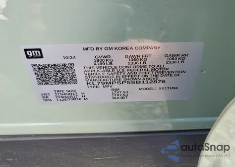 2025 Chevrolet Trailblazer Lt z USA, uszkodzony, nr VIN KL79MPSP5SB112876